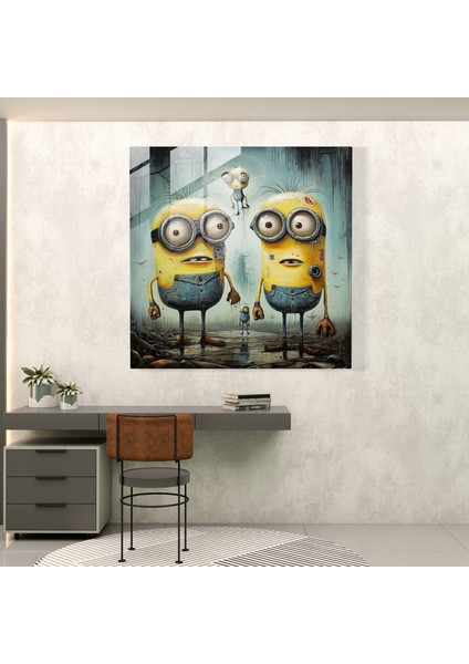 Minions Soyut Sanat Cam Baskı - Minyonlar, Gerçeküstü, Rüya Gibi, Cam Sanatı, 50X50 fiyatları