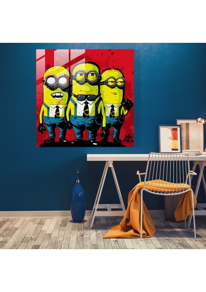 Minionlar Cam Baskı - Pop Art Stili - Minionlar, Cam Sanatı, Cam Baskı, Cam Duvar Sanatı, 30X30 modelleri