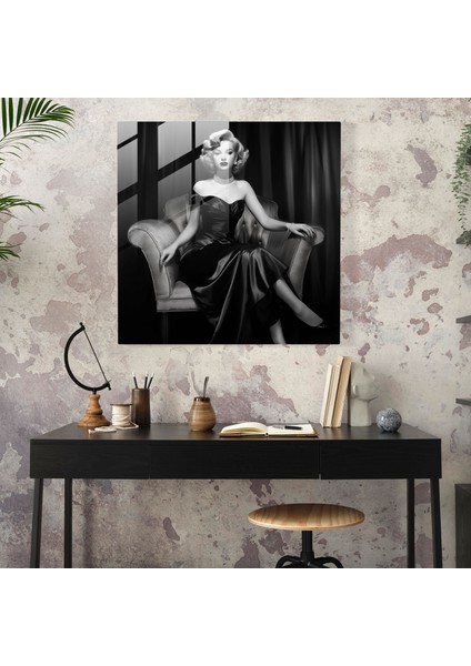 Klasik Marilyn Monroe Cam Baskı - Marilyn Monroe, Modern Sanat, Duvar Dekorasyonu, Siyah Beyaz Fotoğraf, 30X30 fiyatları