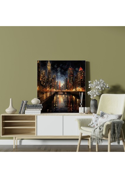 Gece Yarısı Şehri Kanvas Tablo - Gece Yarısı, Gece Yarısı, Işıklar, Kanvas Tablo, 30X30 modelleri