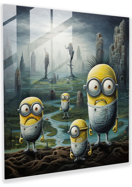 Minyonlar Cam Baskı - Sürrealist Rüya - Minyonlar, Modern Sanat, Cam Baskı, Cam Sanatı, 30X30