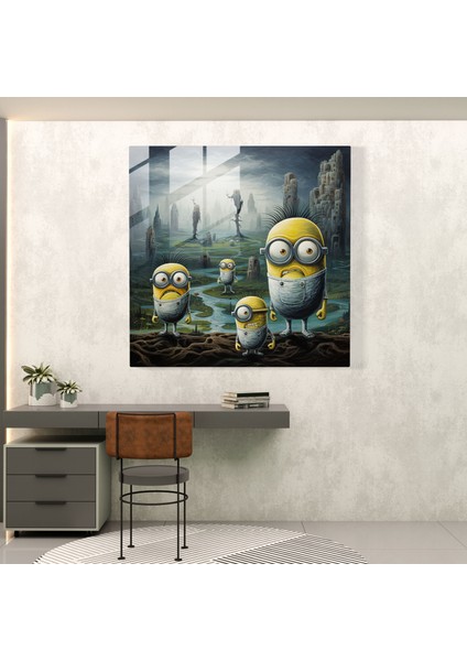 Minyonlar Cam Baskı - Sürrealist Rüya - Minyonlar, Modern Sanat, Cam Baskı, Cam Sanatı, 30X30 fiyatları