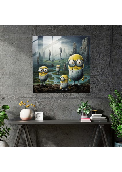 Minyonlar Cam Baskı - Sürrealist Rüya - Minyonlar, Modern Sanat, Cam Baskı, Cam Sanatı, 30X30 modelleri