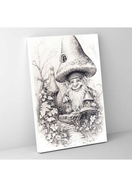 Büyülü Orman Gnome Kanvas Tablo - Gnome, Gnome, Kaprisli, Mistik, 30X50