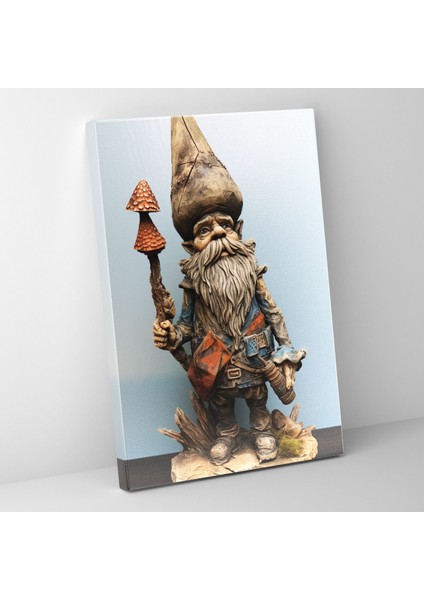 Karışık Teknik Gnome Duvar Sanatı - Gnome, Kanvas Tablo, Karakter, Sıcaklık, 30X50