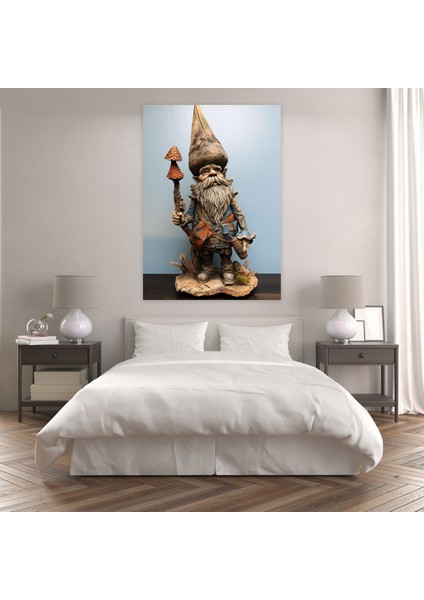 Karışık Teknik Gnome Duvar Sanatı - Gnome, Kanvas Tablo, Karakter, Sıcaklık, 30X50