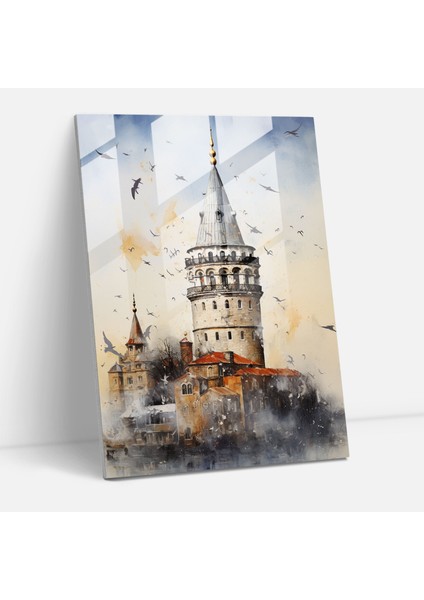 Galata Kulesi Cam Sanatı - Galata Kulesi, Ev Dekorasyonu, Çağdaş, Galata Kulesi, 30X45