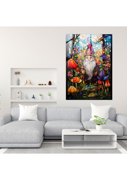 Vitray Gnome Sanatı - Gnome, Karmaşık Detaylar, Yemyeşil Bahçe, Modern Sanat, 30X45 fiyatları