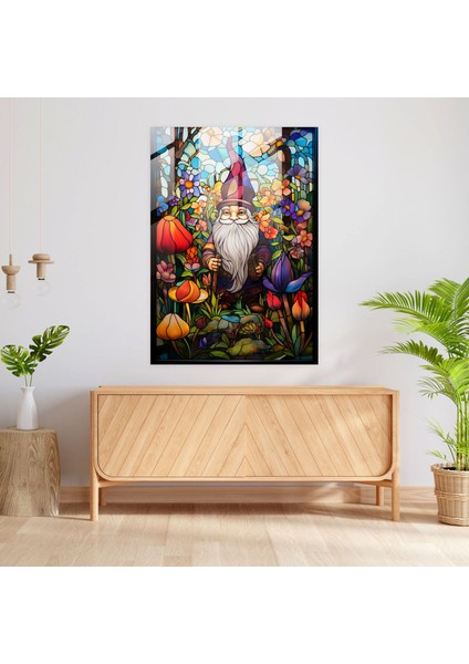 Vitray Gnome Sanatı - Gnome, Karmaşık Detaylar, Yemyeşil Bahçe, Modern Sanat, 30X45 modelleri