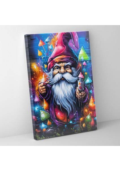 Gnome Duvar Sanatı - Renkli Grafiti Sanatı - Gnome, Büyülü Sokak Sanatı, Ev Dekorasyonu, Kanvas, 30X50