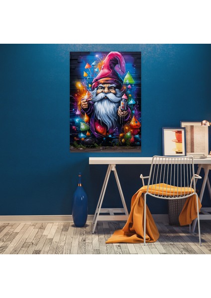 Gnome Duvar Sanatı - Renkli Grafiti Sanatı - Gnome, Büyülü Sokak Sanatı, Ev Dekorasyonu, Kanvas, 30X50 modelleri