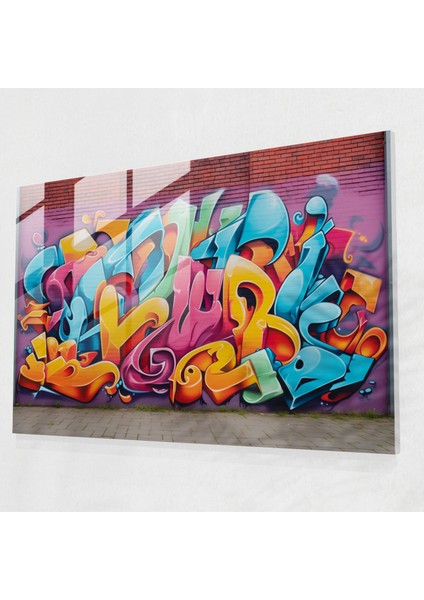 Graffiti Cam Baskı - Güçlü Mesaj - Graffiti, Modern Sanat, Cam Duvar Sanatı, Cam Baskı, 45X30
