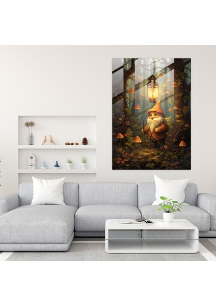 Büyülü Gnome Cam Baskı - Gnome, Duvar Dekorasyonu, Gnome, Büyüleyici, 30X45