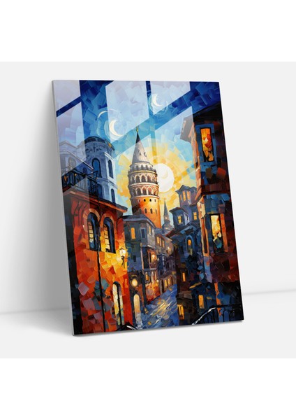 Galata Kulesi Cam Baskı - Galata Kulesi, Istanbul, Cam Sanatı, Modern Sanat, 30X45