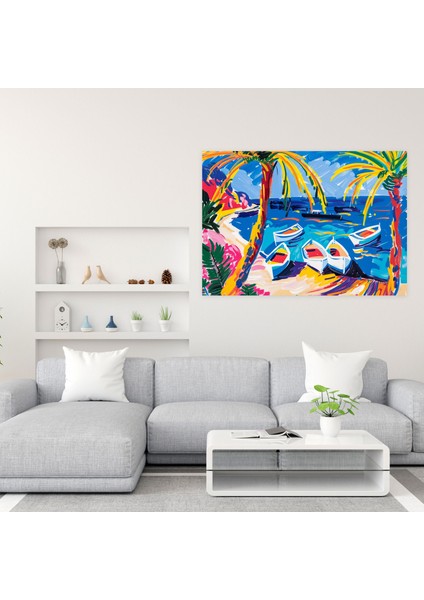 Henri Matisse Kanvas Tablo - Henri Matisse, Sahil Manzarası, Henri Matisse, Canlı Renk Paleti, 50X30