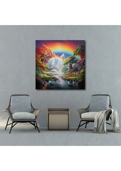 Sakin Gökkuşağı Duvar Sanatı - Gökkuşağı, Huzurlu, Kanvas Tablo, Sakin, 30X30 modelleri