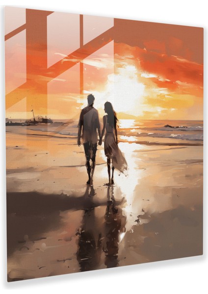Sandy Beach Romance Cam Baskı - Romantik, Sandy Beach, Ev Dekorasyonu, Kroki, 30X30