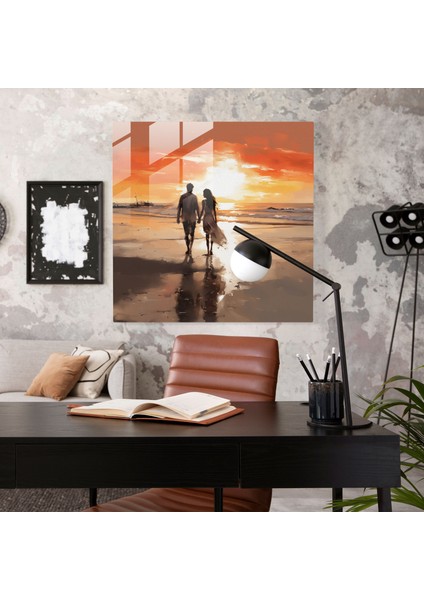Sandy Beach Romance Cam Baskı - Romantik, Sandy Beach, Ev Dekorasyonu, Kroki, 30X30 modelleri
