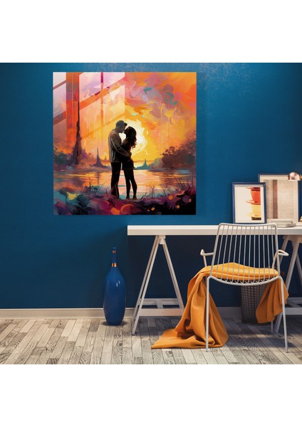 Soyut Öpücük Cam Baskı - Romantik, Cam Sanatı, Ev Dekorasyonu, Romantik, 30X30 fiyatları