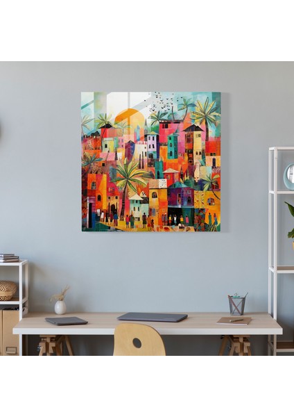 Kültürel Füzyon Cam Baskı - Köy, Canlı Köy, Duvar Süslemesi, Cam Baskı, 30X30 fiyatları