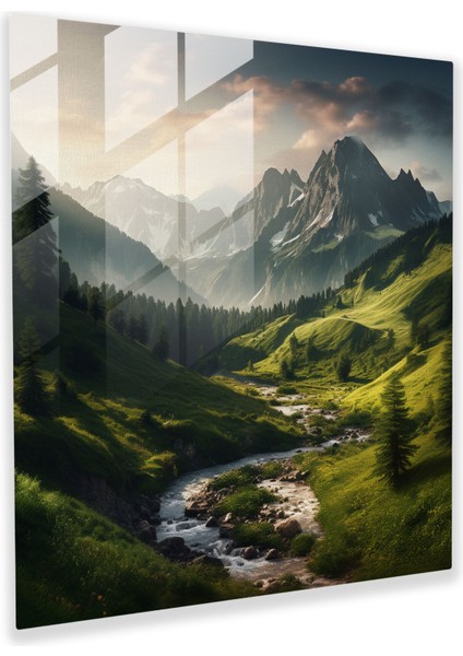 Majestic Serenity Cam Baskı - Manevi, Yumuşak Sabah Işığı, Cam Duvar Sanatı, Manevi, 30X30