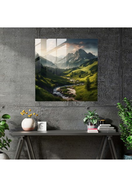 Majestic Serenity Cam Baskı - Manevi, Yumuşak Sabah Işığı, Cam Duvar Sanatı, Manevi, 30X30 modelleri