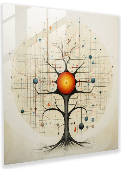 Geometrik Hayat Ağacı Cam Baskı - Hayat Ağacı, Soyut Temsil, Hayat Ağacı, Cam Duvar Sanatı, 30X30