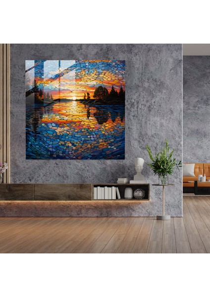 Alacakaranlığın Cam Yansımaları Baskı - Gün Batımı, Cam Baskı, Gün Batımı, Vitray Mozaik, 30X30 fiyatları