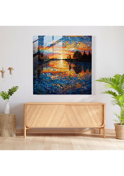 Alacakaranlığın Cam Yansımaları Baskı - Gün Batımı, Cam Baskı, Gün Batımı, Vitray Mozaik, 30X30 modelleri