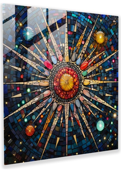 Vitray Yıldız Haritası Baskı - Yıldız Haritası, Ev Dekorasyonu, Zengin Renkler, Mozaik Temsili, 30X30