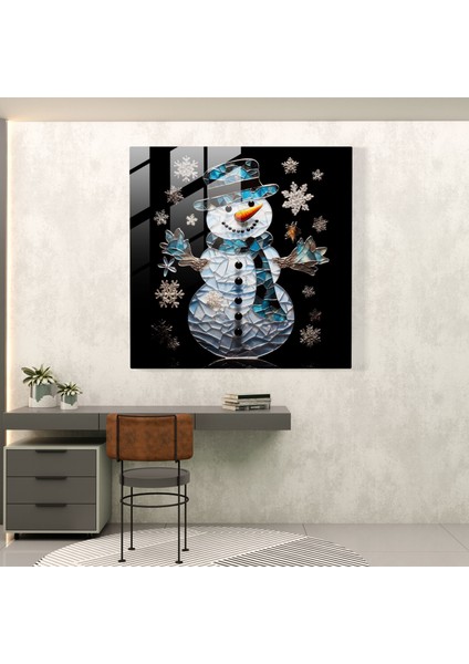 Parıltılı Cam Duvar Sanatı Kardan Adam - Kardan Adam, Cam Baskı, Sofistike, Kardan Adam, 30X30 fiyatları