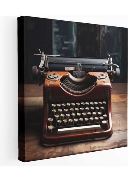 Retro Duvar Sanatı: Vintage Daktilo - Retro, Ev Dekorasyonu, Duvar Dekorasyonu, Ahşap Masa, 30X30