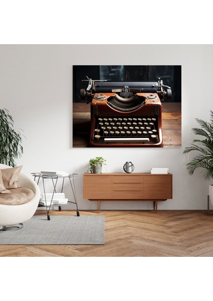 Retro Duvar Sanatı: Vintage Daktilo - Retro, Ev Dekorasyonu, Duvar Dekorasyonu, Ahşap Masa, 30X30 fiyatları