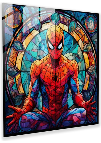Örümcek Adam Vitray Cam Baskı - Örümcek Adam, Vitraydan Esinlenen Sanat Eseri, Cam Baskı, Duvar Süslemesi, 30X30