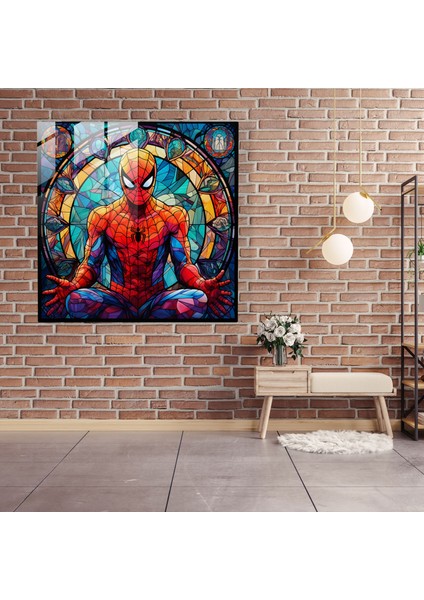 Örümcek Adam Vitray Cam Baskı - Örümcek Adam, Vitraydan Esinlenen Sanat Eseri, Cam Baskı, Duvar Süslemesi, 30X30 fiyatları