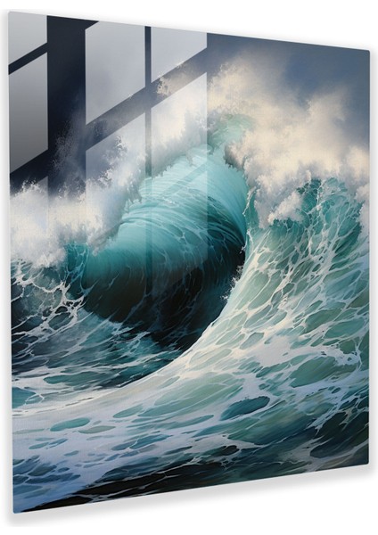 Deniz Manzarası Gerçekçi Cam Baskı - Deniz Manzarası, Cam Duvar Sanatı, Cam Sanatı, Ev Dekorasyonu, 50X50