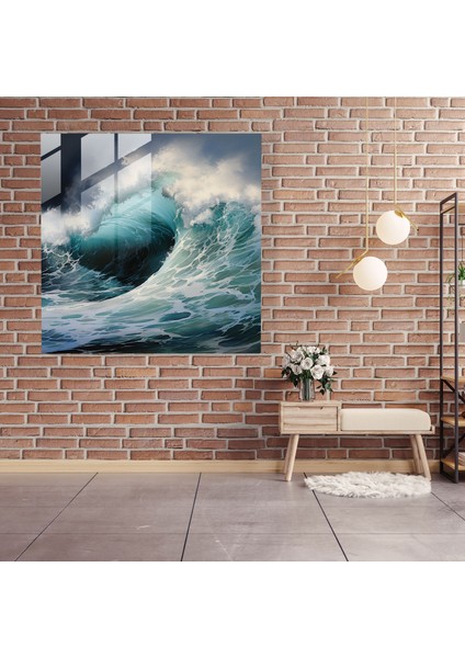 Deniz Manzarası Gerçekçi Cam Baskı - Deniz Manzarası, Cam Duvar Sanatı, Cam Sanatı, Ev Dekorasyonu, 50X50 fiyatları