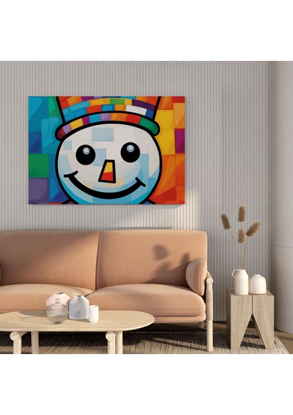 Kardan Adam Pop Art Kanvas Tablo - Kardan Adam, Renkli Arka Plan, Ev Dekorasyonu, 30X30 fiyatları