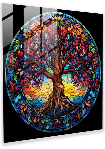 Vitray Hayat Ağacı Duvar Sanatı - Hayat Ağacı, Hayat Ağacı, Duvar Dekorasyonu, Cam Sanatı, 30X30