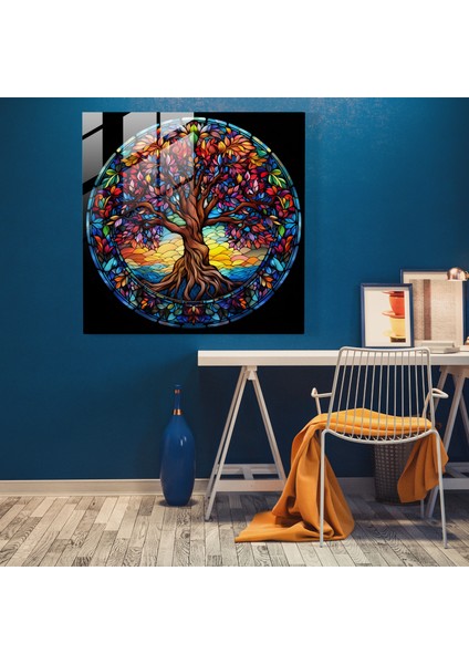 Vitray Hayat Ağacı Duvar Sanatı - Hayat Ağacı, Hayat Ağacı, Duvar Dekorasyonu, Cam Sanatı, 30X30