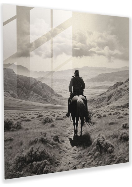 Güneybatı Gezgini - Cam Baskı - Güneybatı, Duvar Süslemesi, Batı Kovboyu, Macera, 30X30