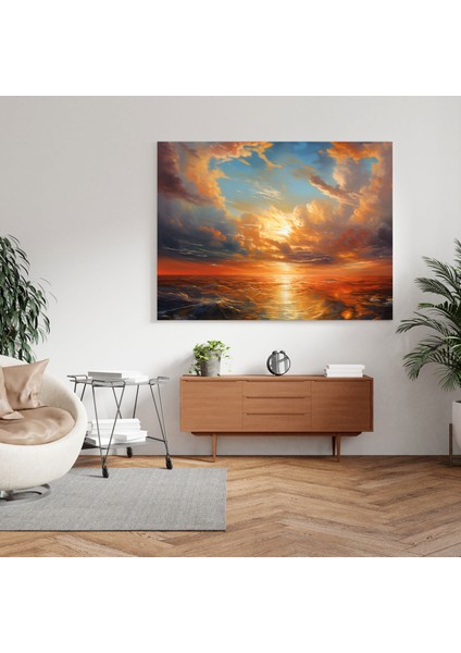 Fırtınalı Gündoğumu Duvar Süslemesi - Gündoğumu, Ev Dekorasyonu, Fırtına Bulutları, Duvar Dekorasyonu, 30X30