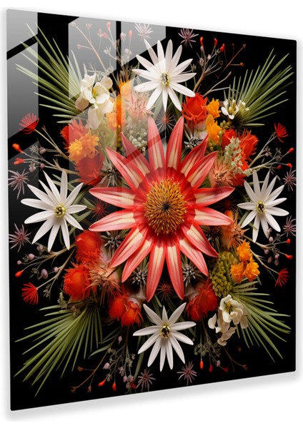 Kır Çiçeği Simetri Cam Baskı - Kır Çiçeği, Cam Baskı, Kır Çiçeği, Ev Dekorasyonu, 30X30