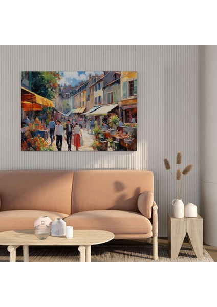 Köy Pazarı Yağlıboya Tablo Kanvas Tablo - Köy, Empresyonist, Duvar Süslemesi, Yağlıboya Tablo, 30X30 fiyatları