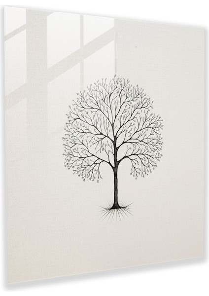 Cam Baskı - Minimalist Hayat Ağacı - Hayat Ağacı, Duvar Süslemesi, Hayat Ağacı, Cam Duvar Sanatı, 30X30
