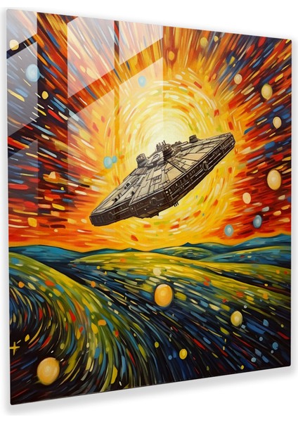 Millennium Falcon Enerji Patlaması Cam Baskı - Yıldız Savaşları, Soyut Sanat, Yıldız Savaşları, Ev Dekorasyonu, 30X30