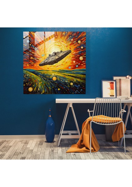 Millennium Falcon Enerji Patlaması Cam Baskı - Yıldız Savaşları, Soyut Sanat, Yıldız Savaşları, Ev Dekorasyonu, 30X30 fiyatları