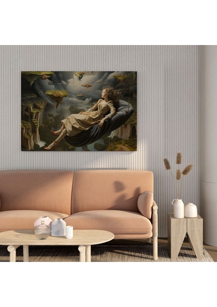 Kadın Kanvas Tablo - Sürrealist Duvar Tablosu - Kadın, Gerçeküstü Manzara, Duvar Sanatı, Kanvas Tablo, 30X30