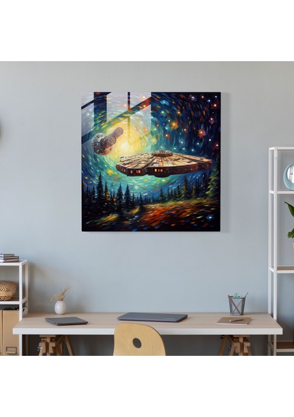 Star Wars Millennium Falcon Cam Baskı - Yıldız Savaşları, Cam Sanatı, Ev Dekorasyonu, Modern Sanat, 30X30 modelleri