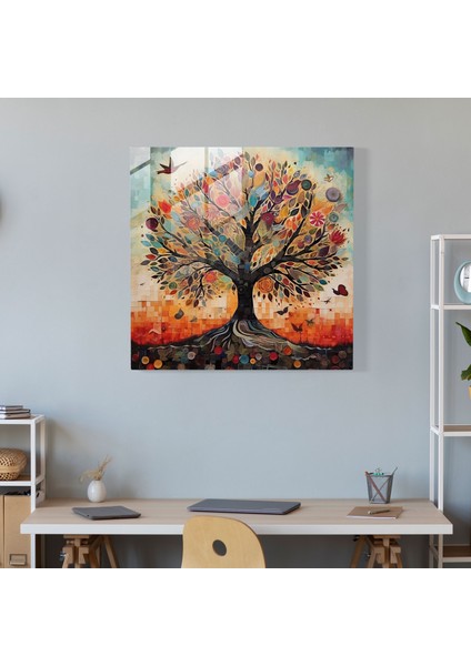 Hayat Ağacı Duvar Dekorasyonu - Kolaj Sanat Kanvas Tablo - Hayat Ağacı, Hayat Ağacı, Duvar Dekorasyonu, Ev Dekorasyonu, 30X30 fiyatları